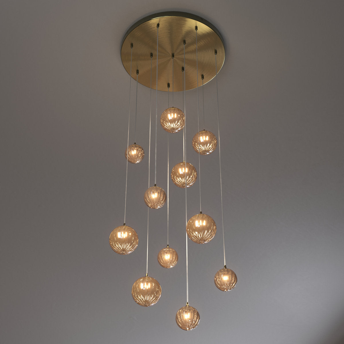Vine 11 Amber Glass Pendants Chandelier