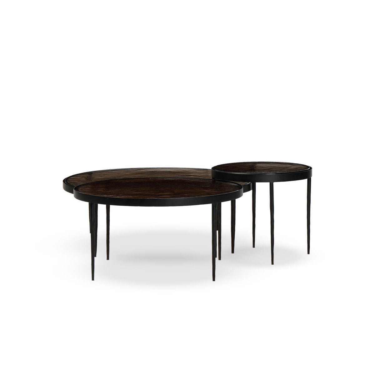 Yoko Nesting Set Of 3-Smoked Brown Cast Glass