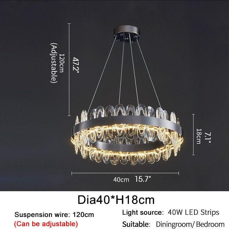 Irma | Modern Creative Round Hanging Crystal LED Chandelier for Living Room, Gold, Dia31.5xh7.1", Warm Light, DimmableBy Miron Demid LLC