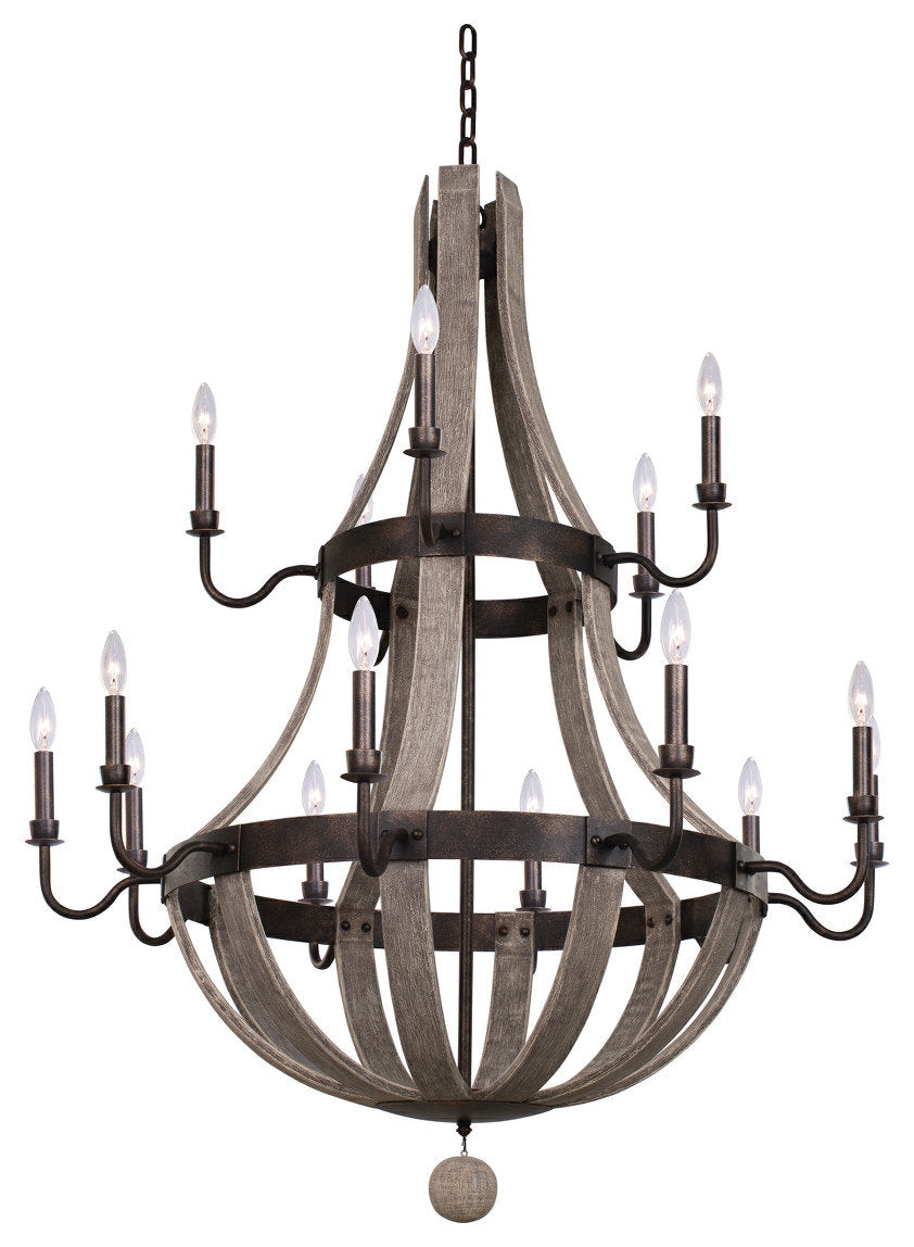 Harper 40x50" 15-Light Farmhouse Chandelier by KalcoBy KALCO LIGHTING