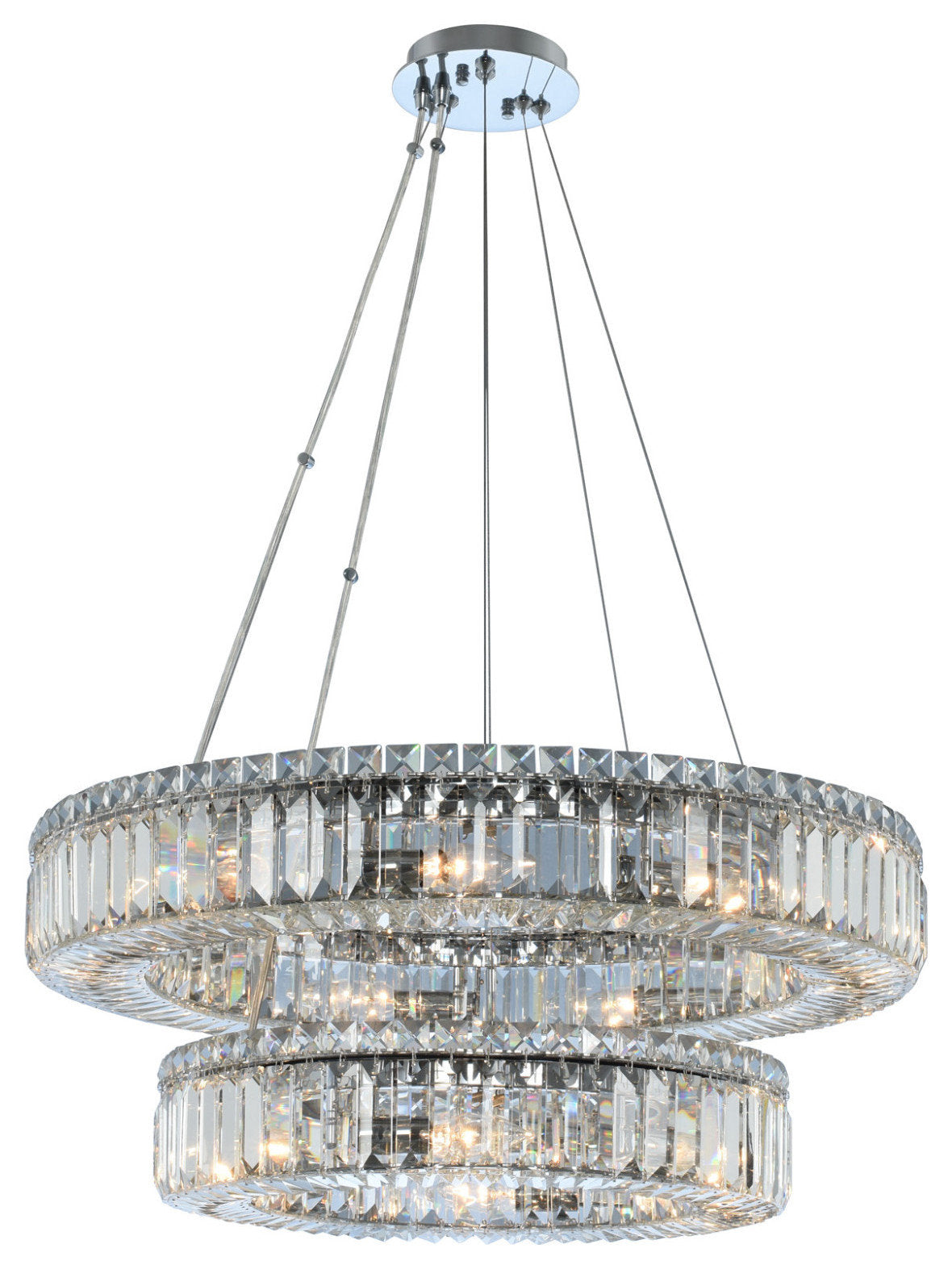 Allegri 11775-FR001 Rondelle 2 Light 26"W Ring Chandelier - ChromeBy Allegri Crystal by Kalco Lighting
