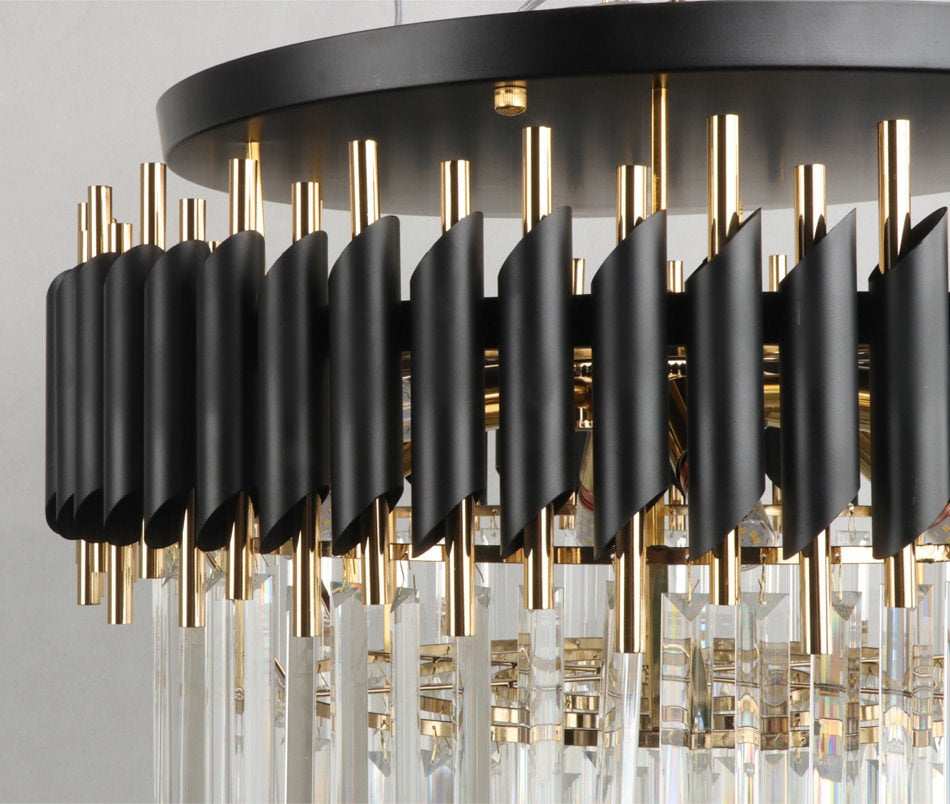 Ceriale | Grand Black Modern Crystal Ceiling Chandelier, 31.5'', Non-Dimmable, Cool LightBy Miron Demid LLC