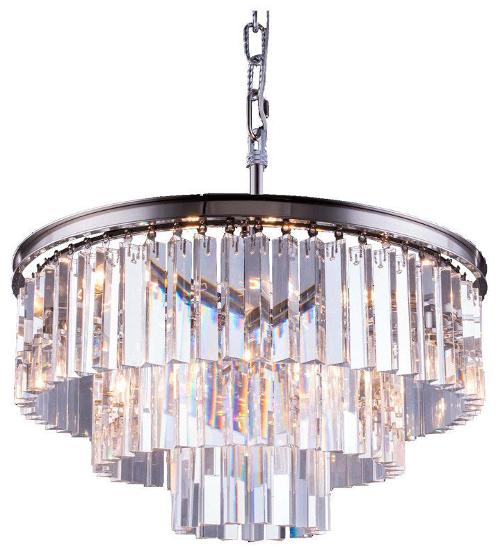 Sydney 9-Light Pendant, Polished Nickel With Clear Royal Cut CrystalBy Elegant Furniture & Lighting