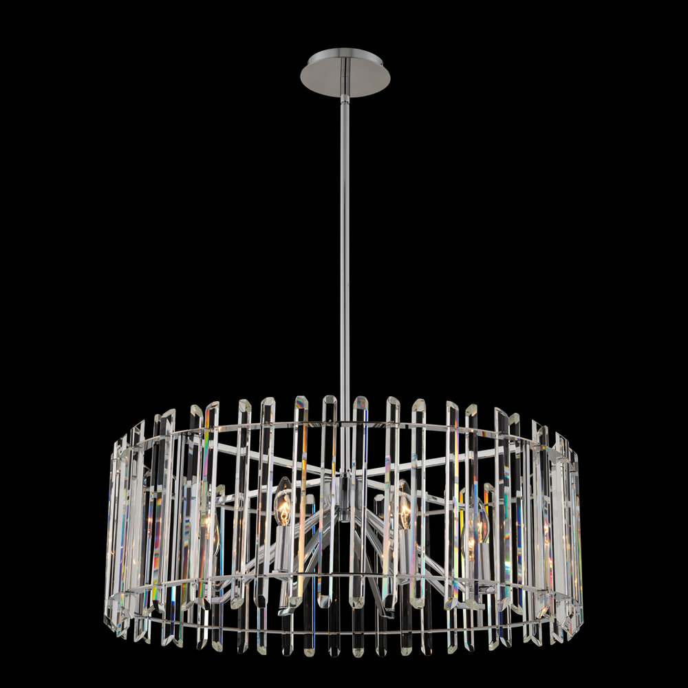Viano 28x19" 8-Light Contemporary Large Pendants, Polished ChromeBy Allegri Crystal by Kalco Lighting
