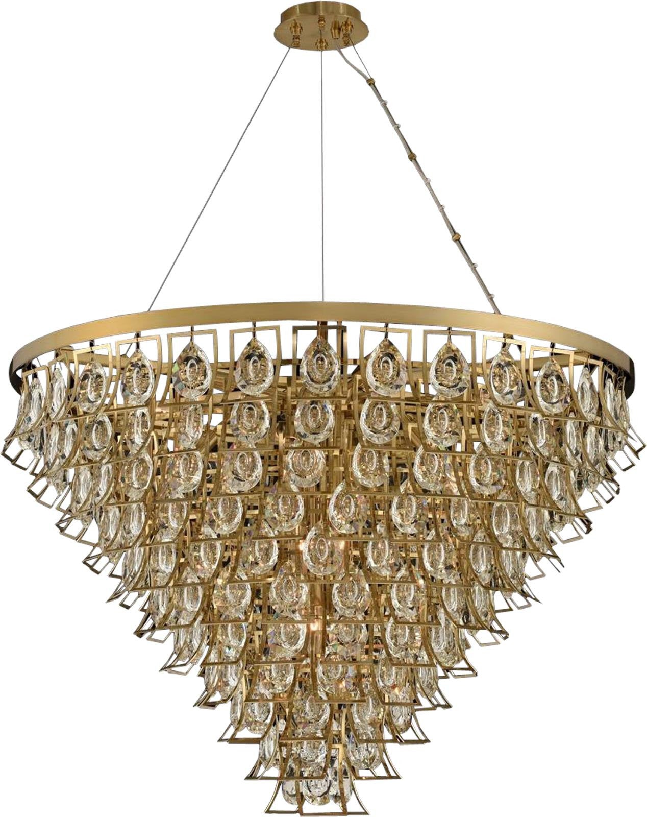 Art Deco Brass And Crystal PendantBy KALCO LIGHTING