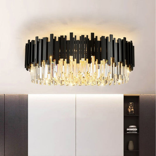 Gio Flush Mount Chandelier, Black, Diameter 100cm/39"By Morsale.com
