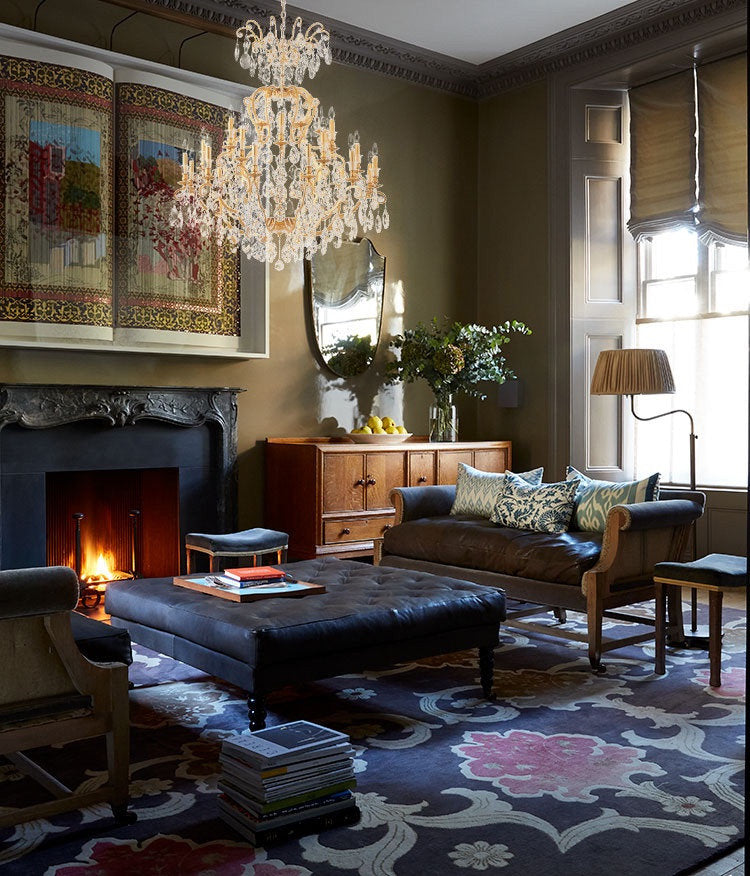 Brass Metal Chandelier With Clear CrystalsBy Design Living