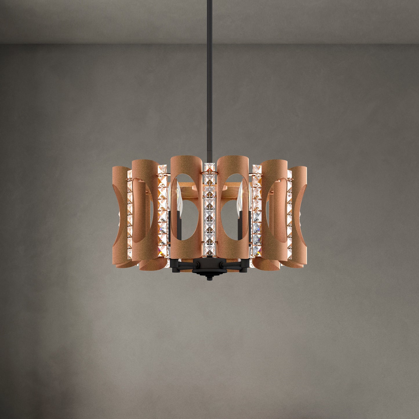Schonbek Mr1004N-800H 4 Light Crystal Pendant, Corten SteelBy Schonbek