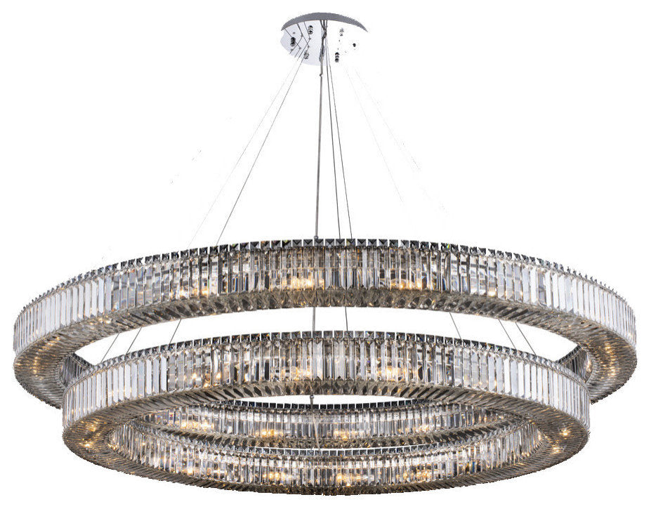 Allegri 11721 Rondelle 38 Light 72"W Crystal Ring Chandelier - Polished ChromeBy Allegri Crystal by Kalco Lighting