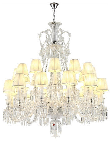 Baccarat Design Crystal Chandelier Lighting, White, 24 LightsBy Akari Lanterns