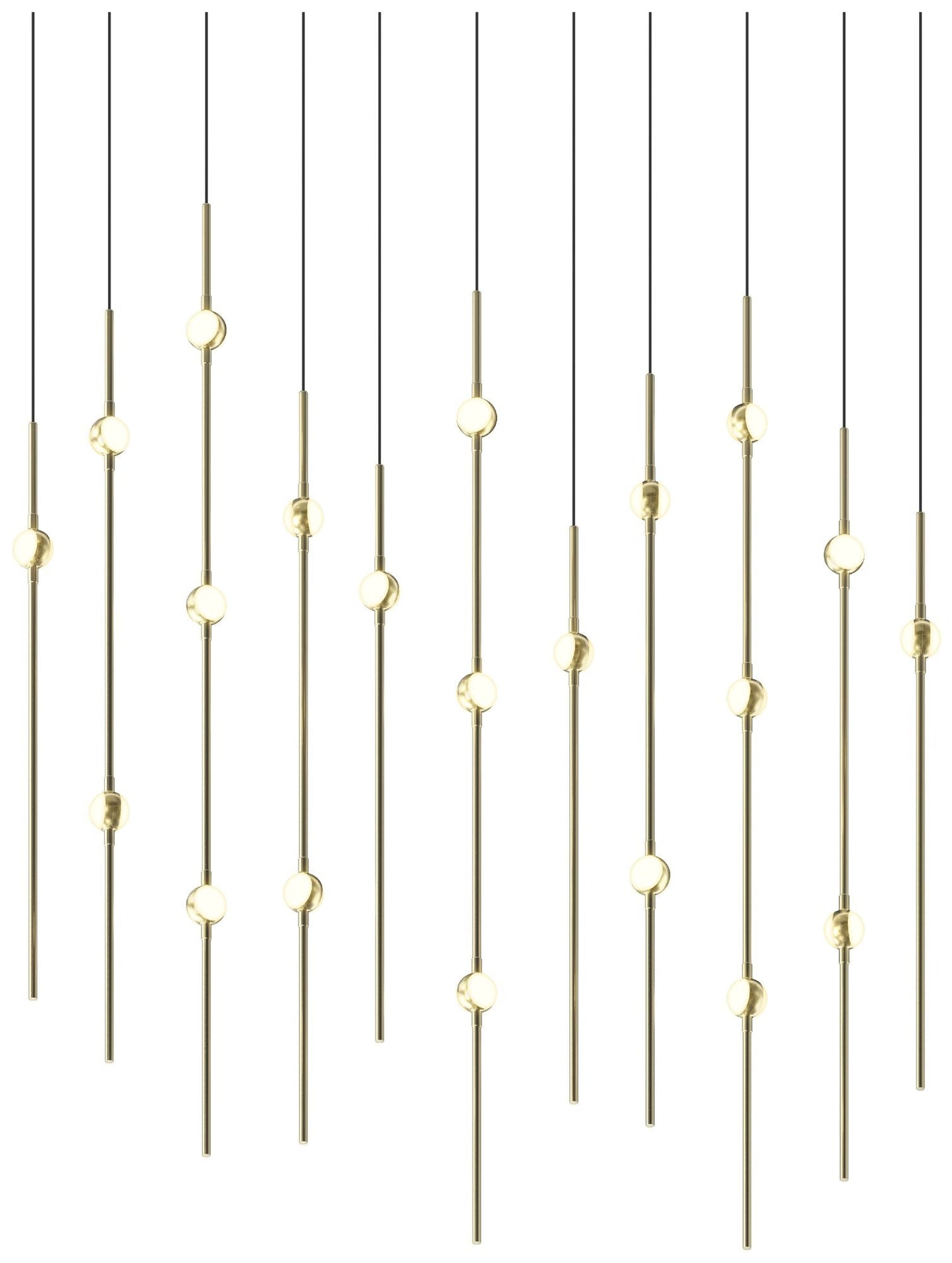 Aries 35.5"W Rectangle Brass 2700K Short White Shade LED Pendant