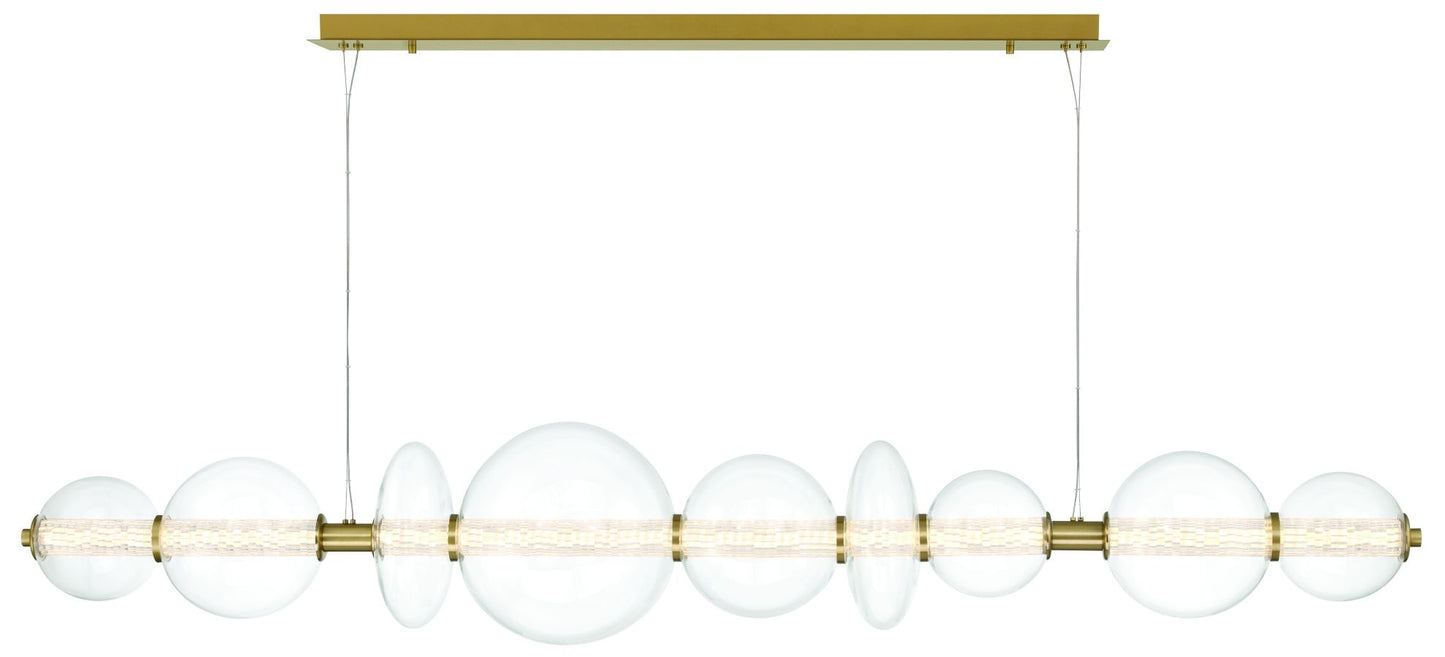 Atomo 74" LED Chandelier Gold With Clear Glass