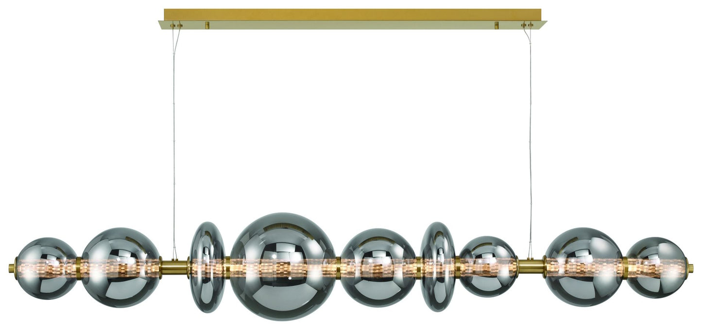 Atomo 74" LED Chandelier Gold With Smoked Glass