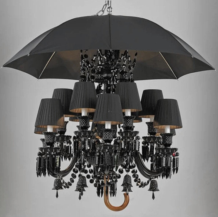Baccarat Design Umbrella Chandelier Lighting, BlackBy Akari Lanterns