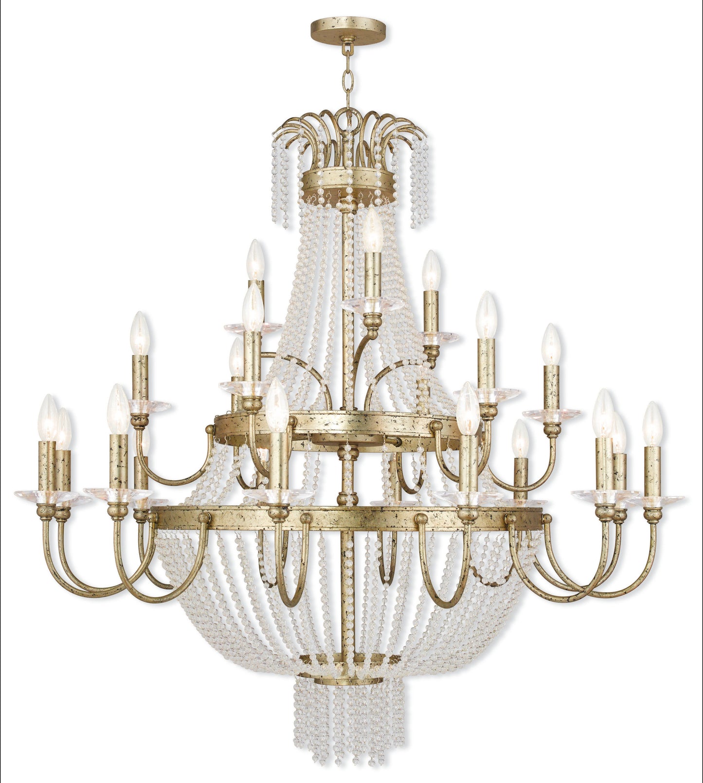 Foyer Chandelier With Clear Crystals,, Hand Applied Winter GoldBy Livex Lighting Inc.