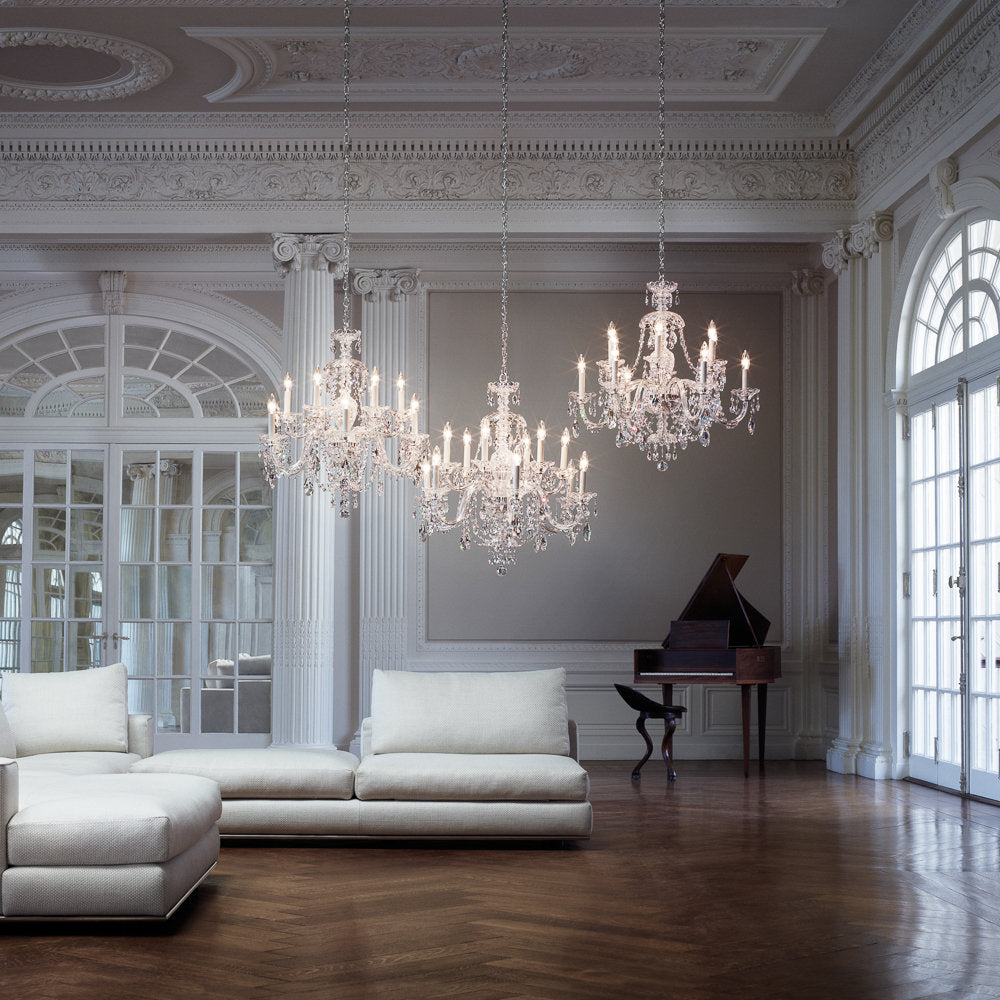 Sterling 20-Light Chandelier in Silver With Clear Heritage CrystalBy Schonbek