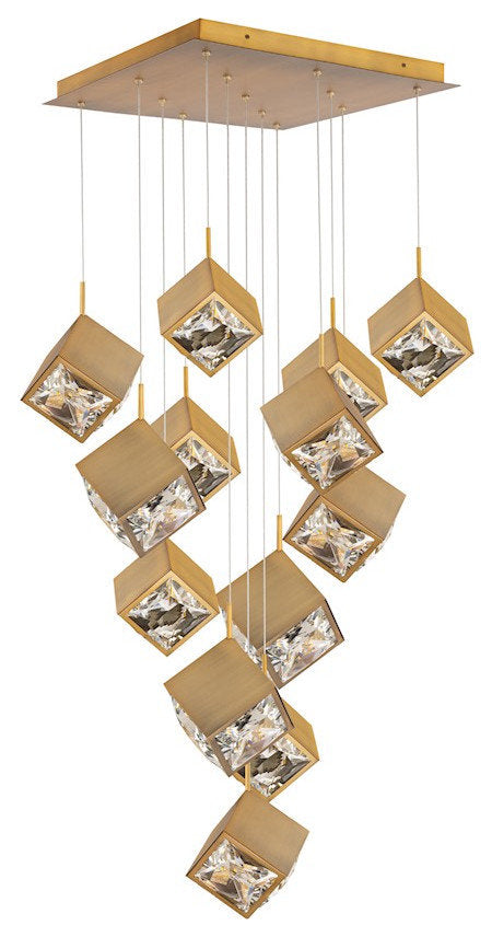 dweLED Ice Cube 13-Light Square Multi LED Pendant 27-30-35-40K, BrassBy WAC Lighting