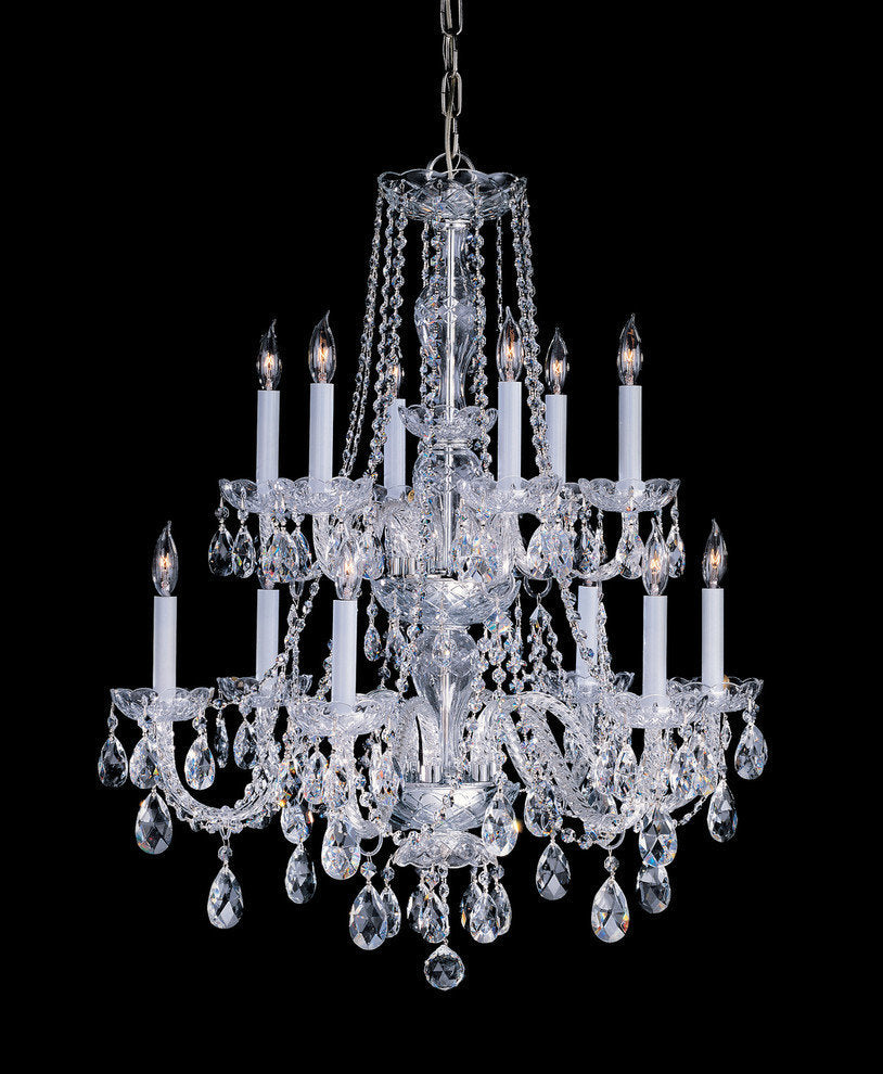 Crystorama 12 Light Swarovski Spectra Crystal Brass Chandelier, Polished BrassBy Crystorama Lighting