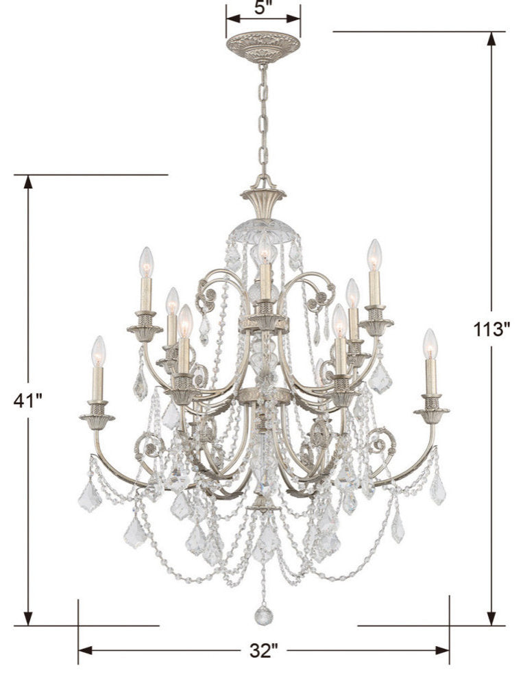 Regis 12 Light Swarovski Strass Crystal Silver ChandelierBy Crystorama Lighting