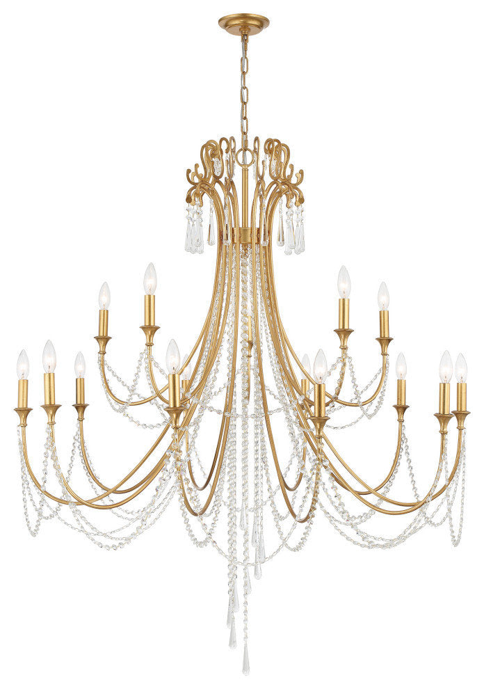 Arcadia 15 Light Antique Gold ChandelierBy Crystorama Lighting