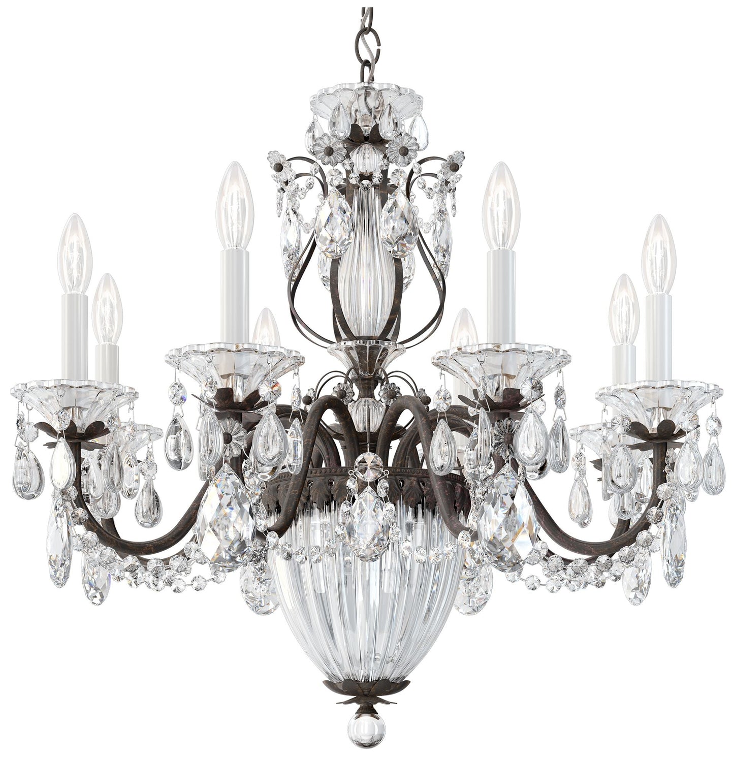 Bagatelle 24.5"H x 26.5"W 11-Light Crystal Chandelier in Heirloom