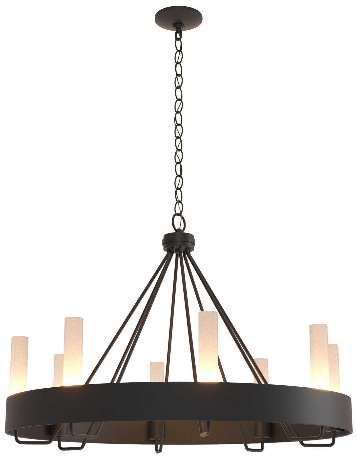 Banded Ring 32" Wide Black Chandelier With Frosted Glass Shade