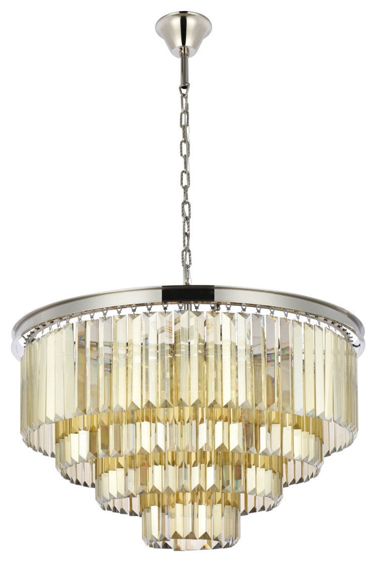 Elegant Lighting 1231D32-GT/RC Sydney 17 Light 32"W Crystal - Matte BlackBy Elegant Furniture & Lighting