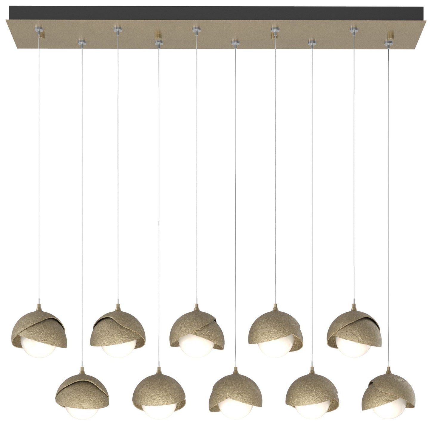 Brooklyn 44.5" Gold & Gold Rectangular Long 2-Shade Pendant