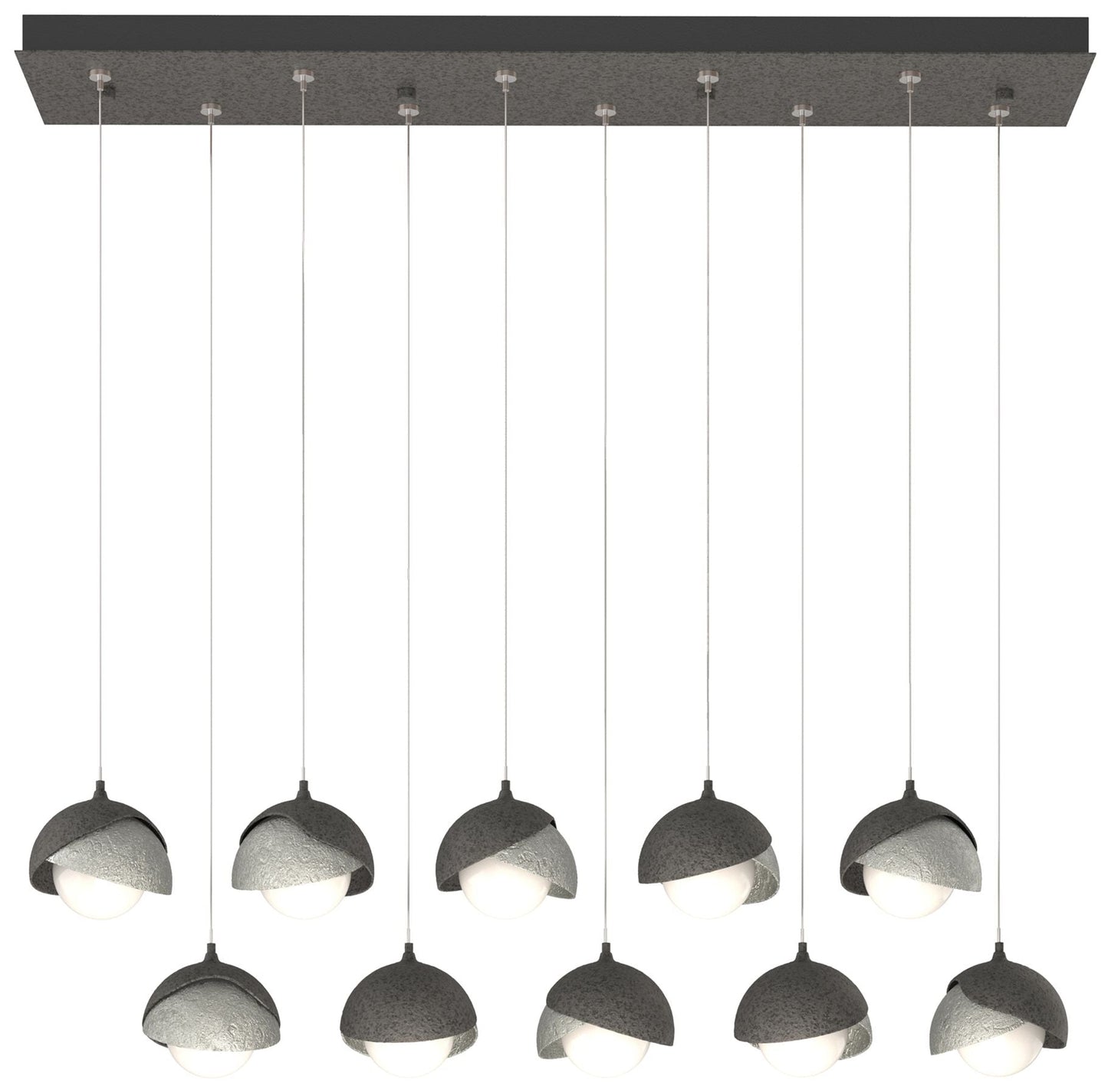 Brooklyn 44.5" Iron & Sterling Rectangular Long 2-Shade Pendant