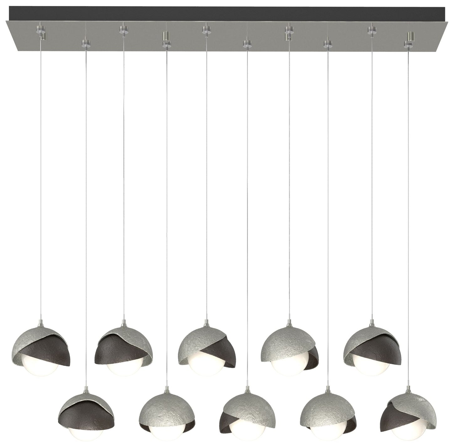 Brooklyn 44.5" Sterling & Rubbed Bronze Rectangular Long 2-Shade P