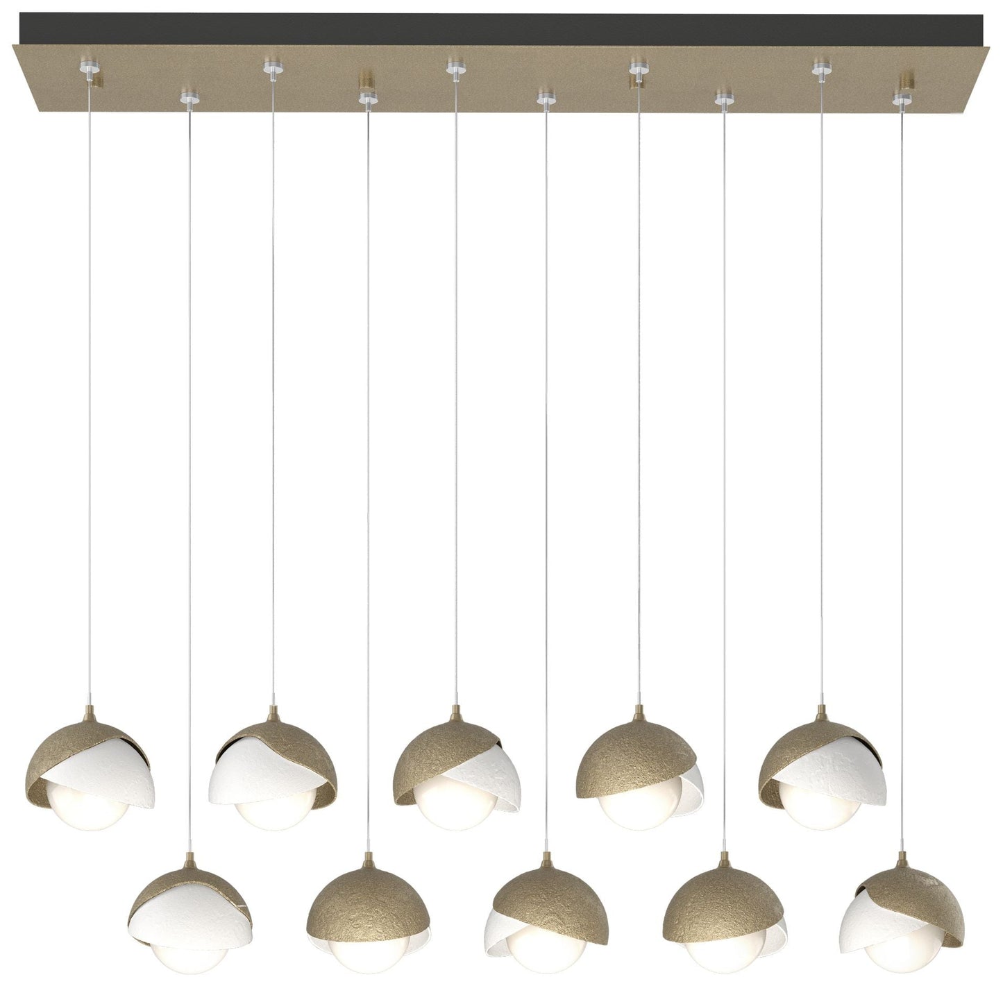 Brooklyn 44.5"W 10-Light Double Rectangular White and Gold Standard Pe