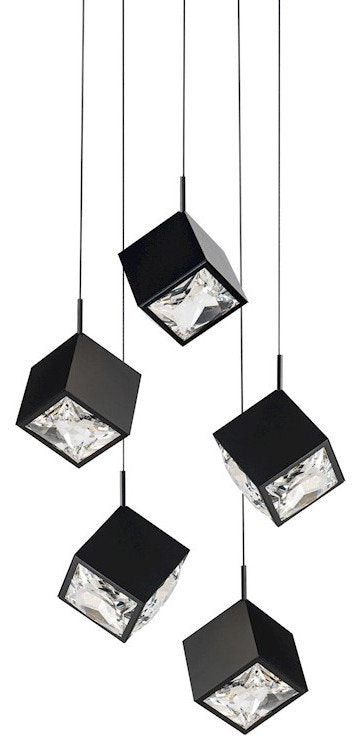 dweLED Ice Cube 5-Light Round Multi LED Pendant 27-30-35-40K, BlackBy WAC Lighting