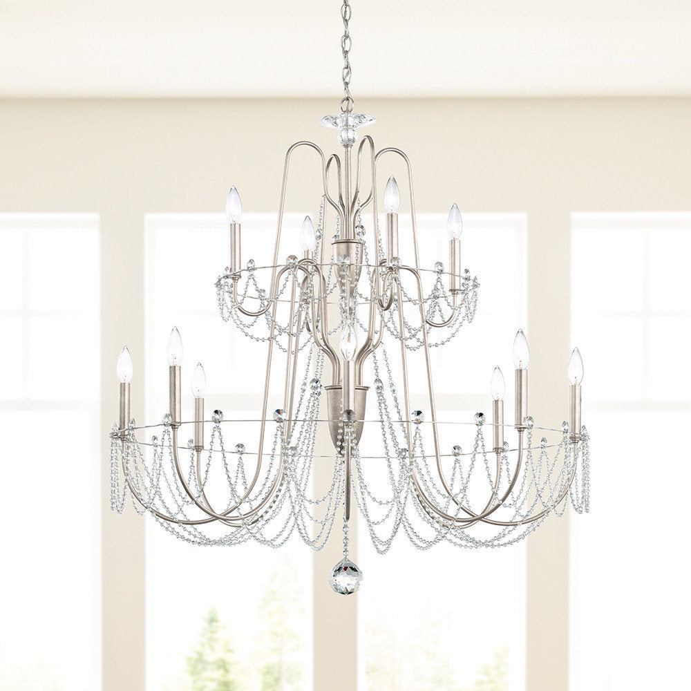 Schonbek Ar1012N-48H 12 Light Crystal Chandelier, Antique SilverBy Schonbek