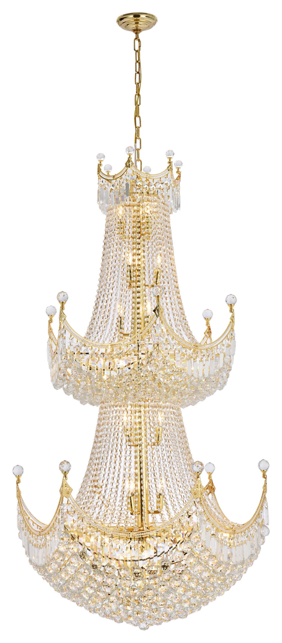 Elegant Lighting Corona 36 Light 36" Crystal Chandelier, GoldBy Elegant Furniture & Lighting