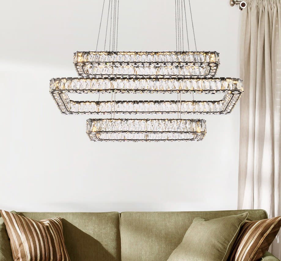 Elegant Lighting 3504G42L3 Monroe 42"W LED Crystal Linear - GoldBy Elegant Furniture & Lighting