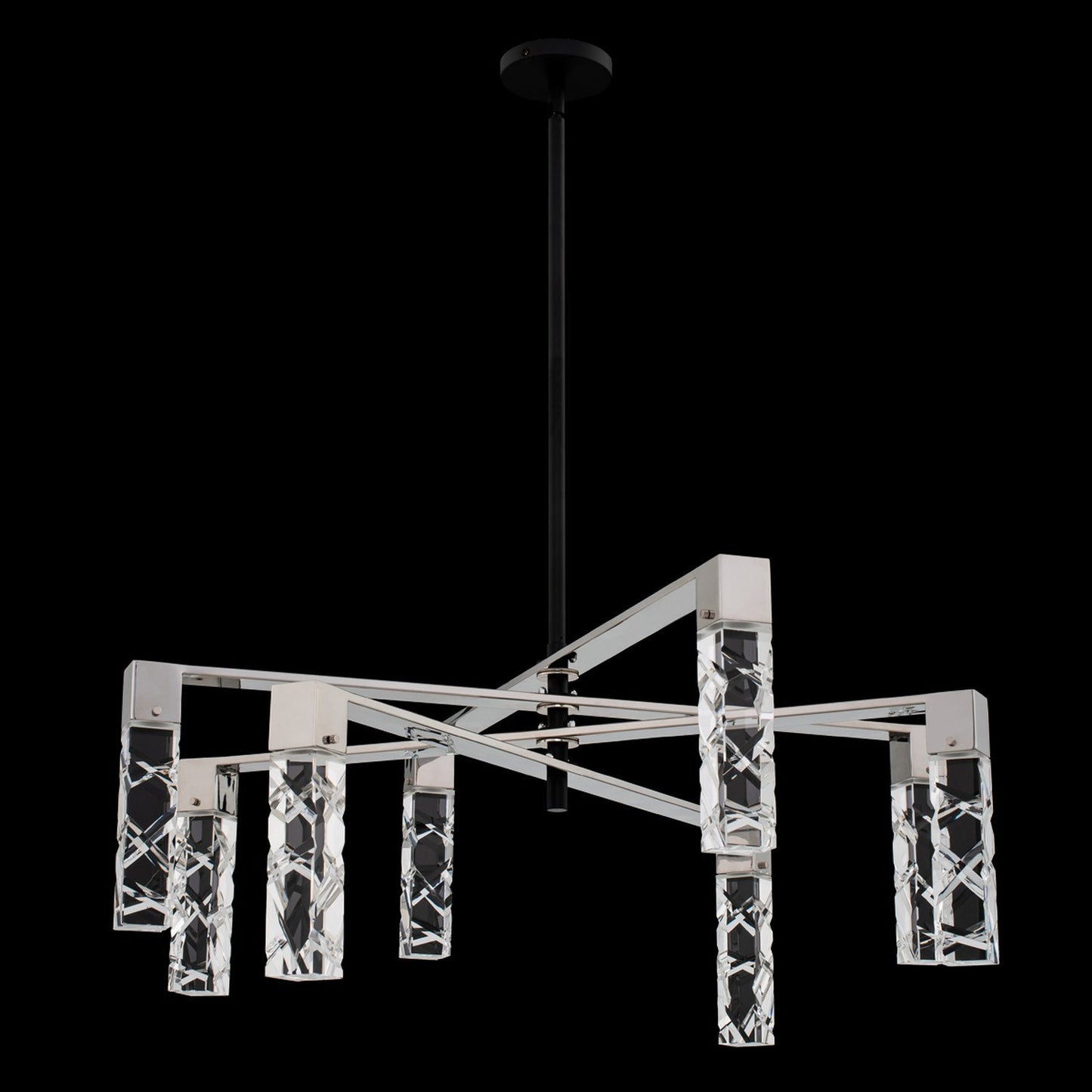 1 Light Contemporary Chandelier by Allegri, Matte Black/Polished Nickel, 24"By Allegri Crystal by Kalco Lighting