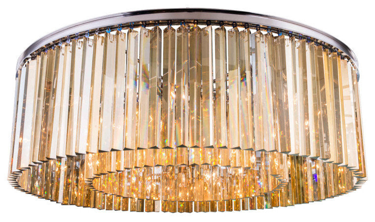 Sydney 10-Light Flush Mount, Polished Nickel With Smoky Royal Cut CrystalBy Elegant Furniture & Lighting