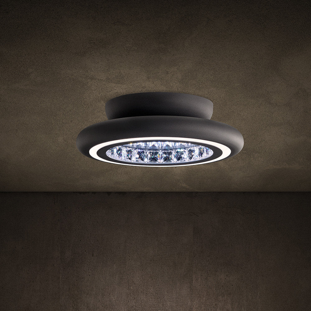Schonbek Mfc121N-Bk1S 1 Light Crystal Semi-Flush, BlackBy Schonbek