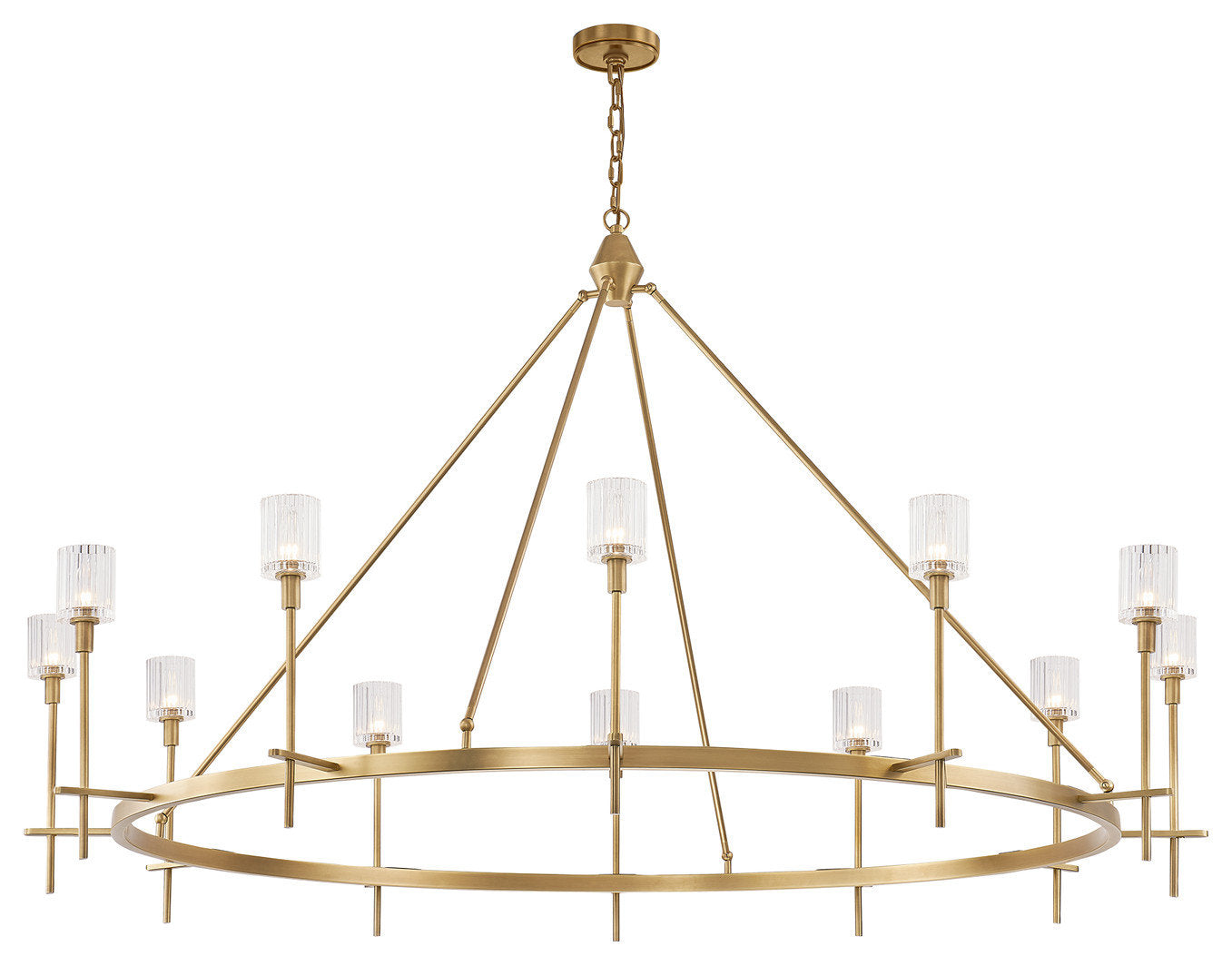 Salita Chandelier, Vintage Brass/Ribbed Crystal, 70.25"Dx42.75"HBy Kuzco Lighting LLC