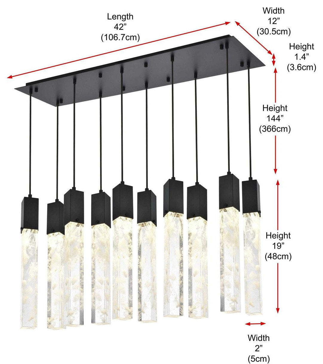 Aurora 10 Light Pendant, BlackBy Elegant Furniture & Lighting