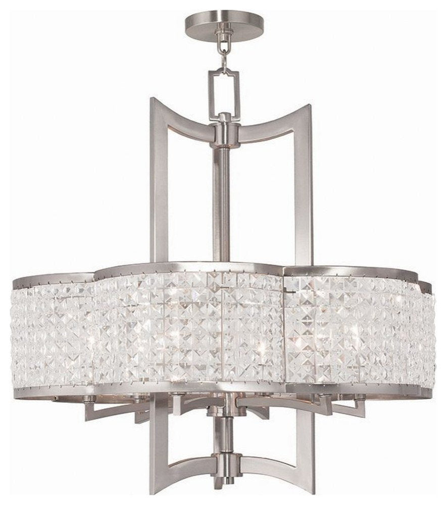 Traditional Six Light Chandelier-Brushed Nickel Finish - ChandelierBy Bailey Street Home