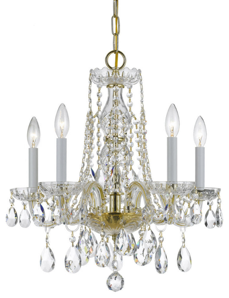 Traditional Crystal 5 Light Swarovski Strass Crystal Brass Mini ChandelierBy Crystorama Lighting
