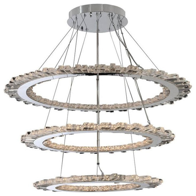 Allegri Quasar 104" 3 Tier Pendant, ChromeBy Allegri Crystal by Kalco Lighting