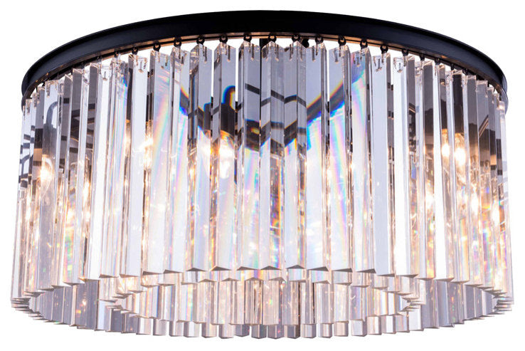 Sydney 8 Light Flush Mount in Matte Black with Clear Royal Cut CrystalBy Urban Classic
