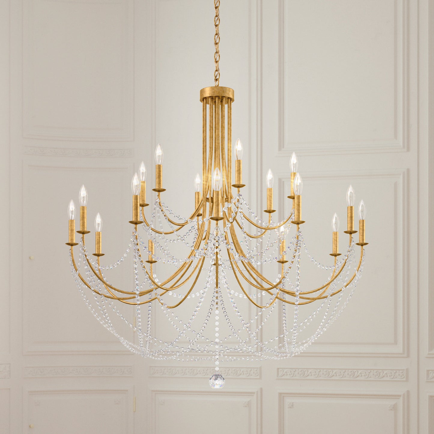 Verdana 43x42.5" 18-Light Transitional Chandelier, Heirloom GoldBy Schonbek