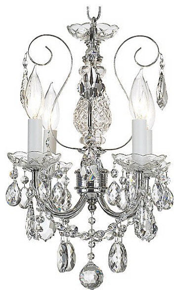 Schonbek 3648-40S 4 Light Crystal Chandelier, Polished SilverBy Schonbek