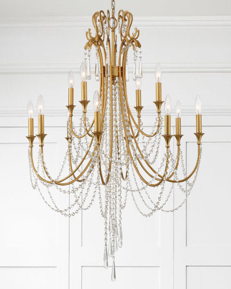 Crystorama Arcadia 12-Light Chandelier ARC-1909-GA-CL-MWP, Antique GoldBy Crystorama Lighting