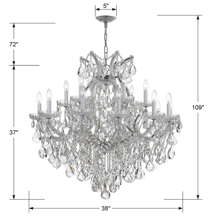 Crystorama Lighting Group Maria Theresa 19 Light 38" Wide Crystal Candle Style Chandelier with Swarovski Strass Crystal Accents