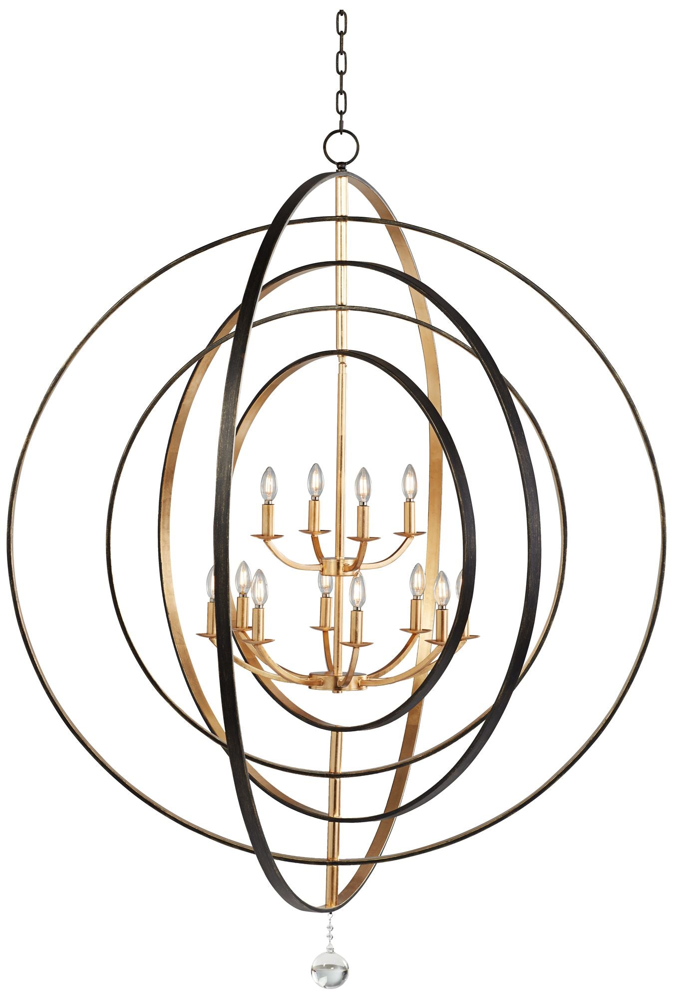 Crystorama Luna 60" Wide Bronze-Gold 12-Light Modern Large Chandelier