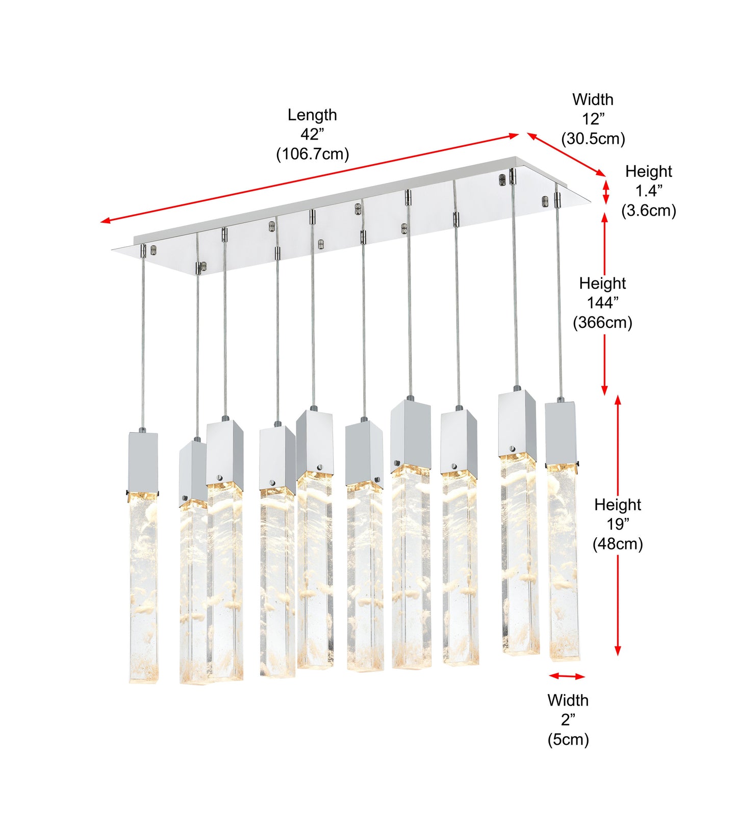 Home Living 42" Pendant, ChromeBy Home Living
